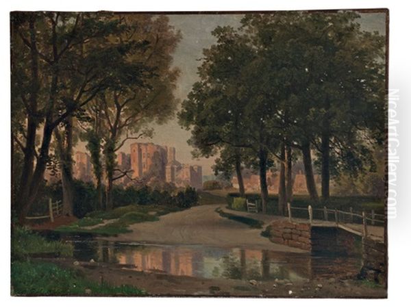 England. Malerische Schlossruine Oil Painting by Georg Eduard Otto Saal