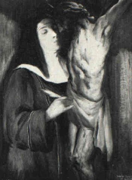 Santa Teresa De Avila Oil Painting by Daniel Sabater Y Salabert