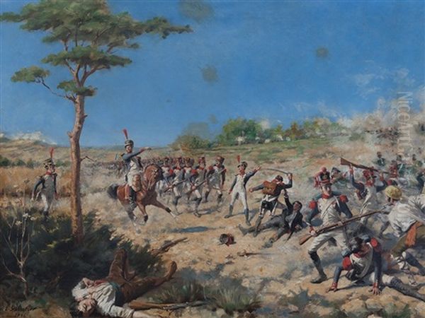Battle Of Austerlitz Oil Painting by Leon Jean-Baptiste Sabatier