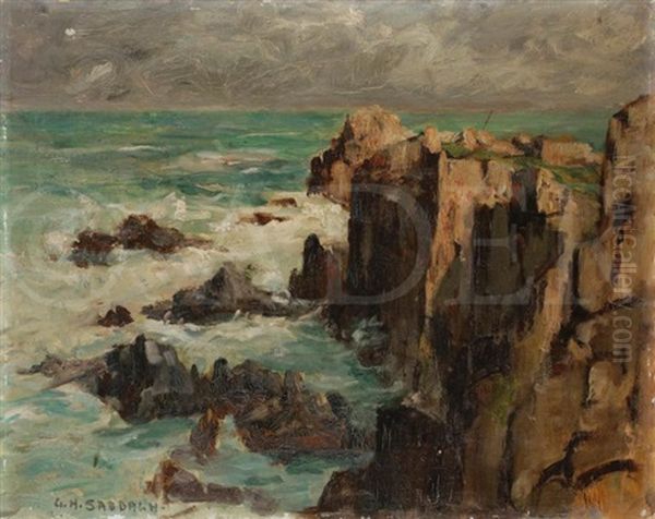 Falaises En Bord De Mer Oil Painting by Georges Hanna Sabbagh