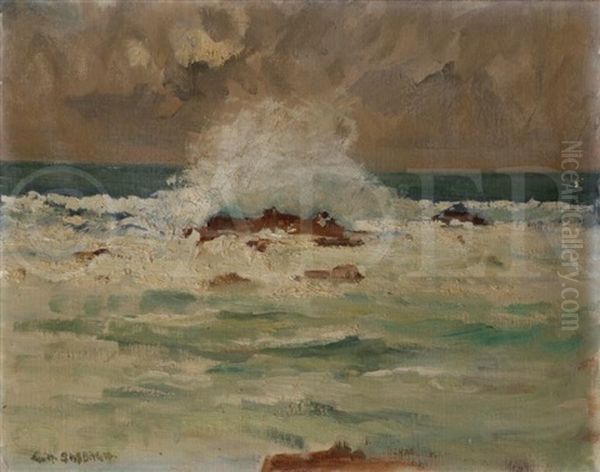 Bord De Mer Agitee Oil Painting by Georges Hanna Sabbagh