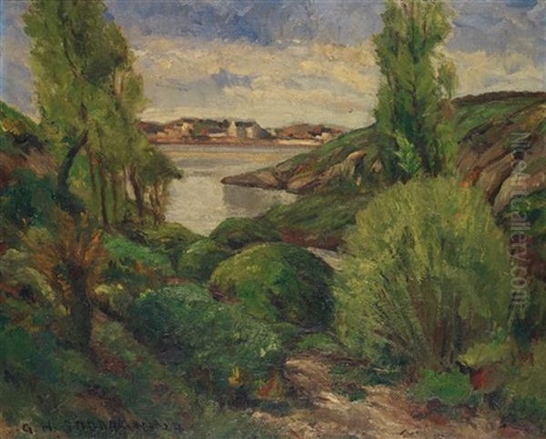 Paysage Au Bord Du Lac Oil Painting by Georges Hanna Sabbagh