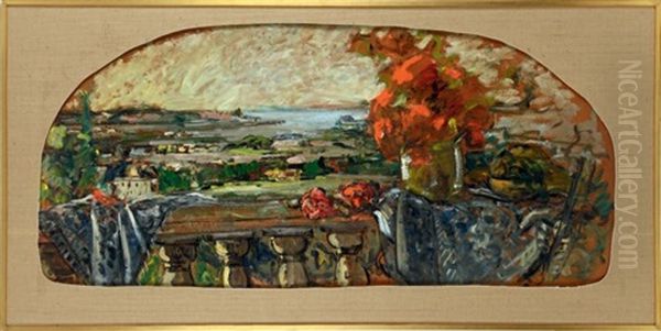 Vue D'un Balcon A Hammana, Liban Oil Painting by Georges Hanna Sabbagh