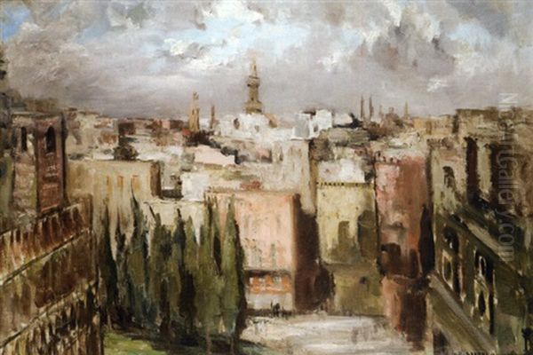 Panorame Du Caire, Mosquee Ibn Touloun Oil Painting by Georges Hanna Sabbagh