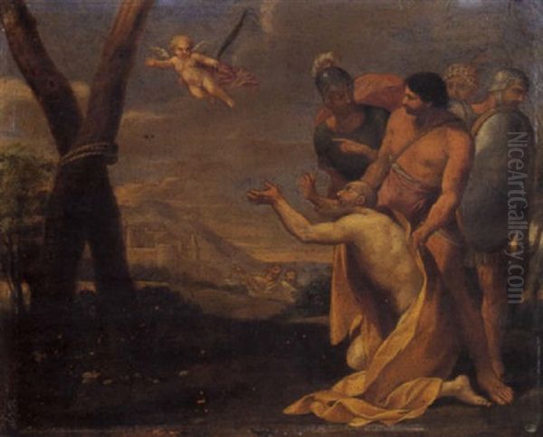 Sant'andrea Che Adora La Croce Del Martirio Oil Painting by Andrea Sacchi