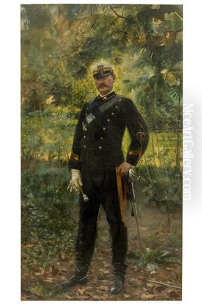 Portrait Of Colonn. Francesco Branchinetti Oil Painting by Gustavo Alessandro Sacco-Oytana