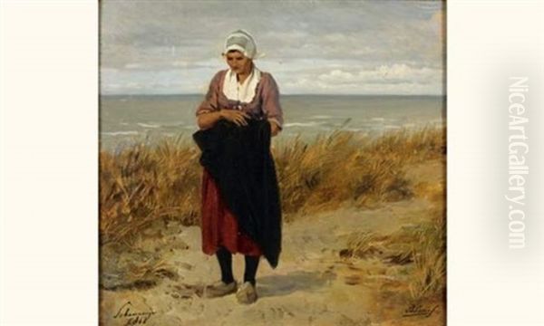 Femme Sur La Plage Oil Painting by Philip Lodewijk Jacob Frederik Sadee