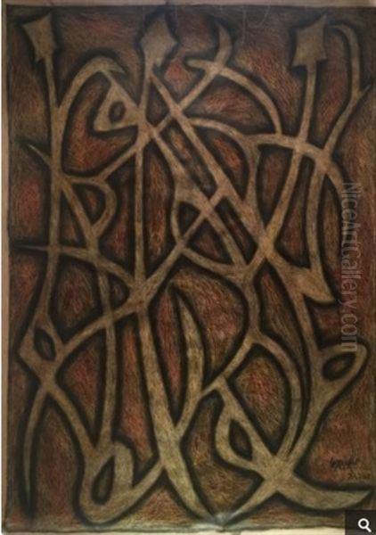 Lovers In Paris Oil Painting by Syed Sadequain