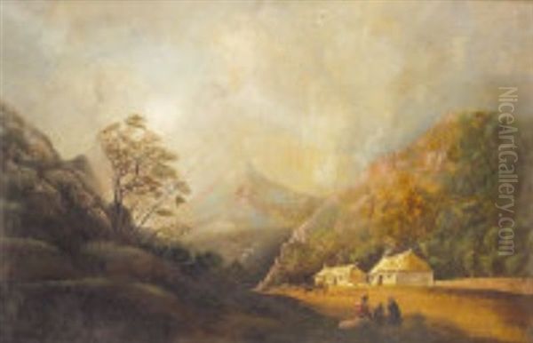 Soldier And Figures At The Scalp, Co. Wicklow Oil Painting by William Sadler the Younger