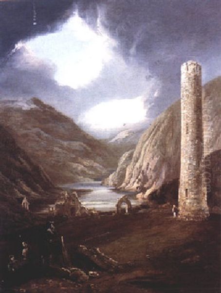 Glendalough, Co. Wicklow Oil Painting by William Sadler the Younger