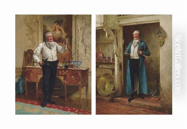 His Favourite Bin (+ The Butler's Glass; Pair) Oil Painting by Walter-Dendy Sadler