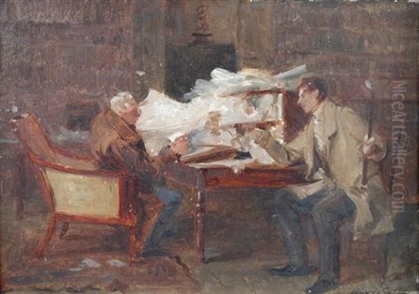 Business At Day And Sons, Solicitors, Office At St. Ives Oil Painting by Walter-Dendy Sadler