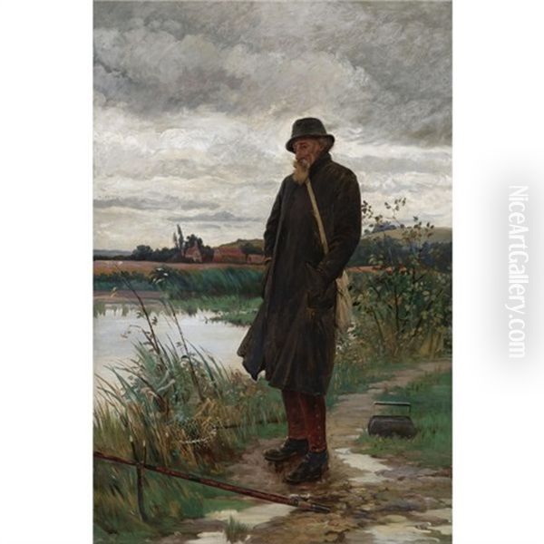 The Angler Oil Painting by Walter-Dendy Sadler