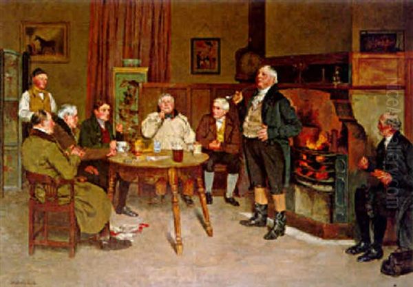 Men's Talk Oil Painting by Walter-Dendy Sadler