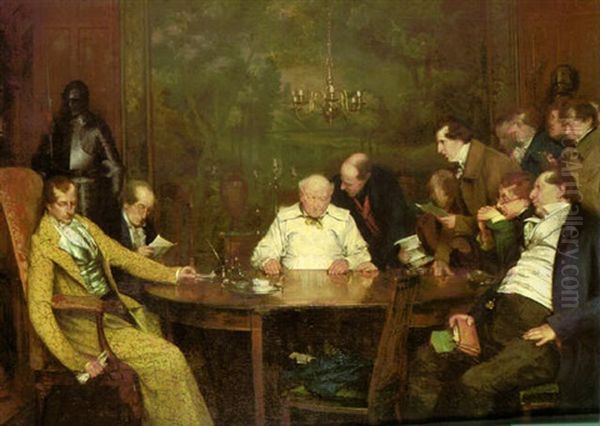 A Meeting Of Creditors Oil Painting by Walter-Dendy Sadler