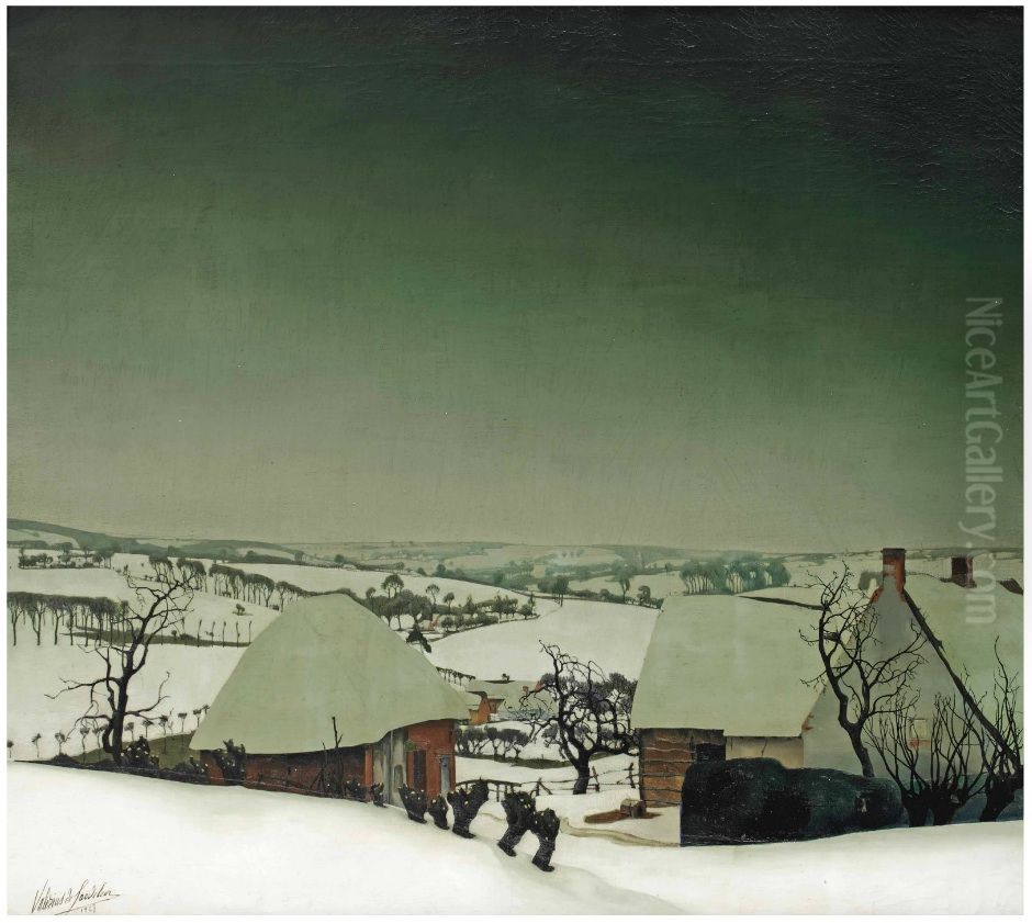 A Winter Landscape Oil Painting by Valerius De Saedeleer