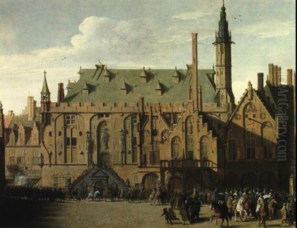 The Town Hall At Haarlem Oil Painting by Pieter Jansz Saenredam