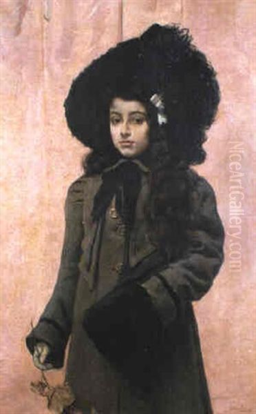 Retrato De Nina Oil Painting by Pedro Saenz y Saenz