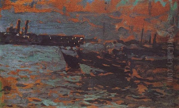 Puerto Oil Painting by Carlos Federico Saez