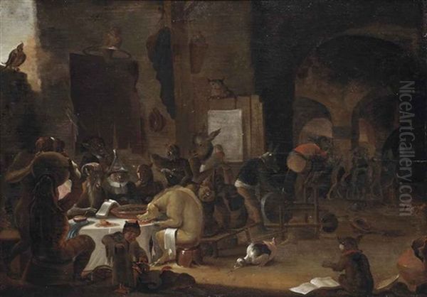 A Sorcery Scene Oil Painting by Cornelis Saftleven