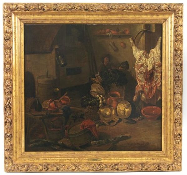 Interieur De Cuisine A La Piece De Boeuf Oil Painting by Cornelis Saftleven