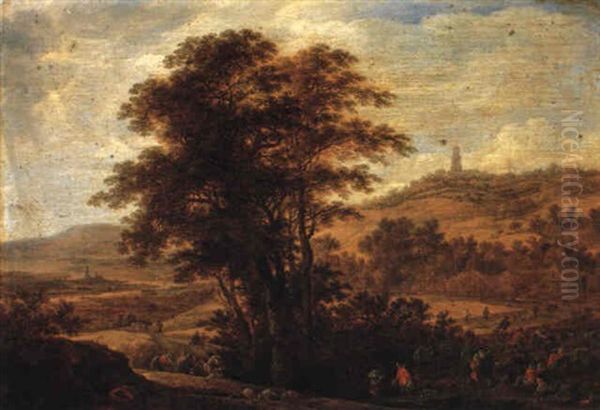 Capriccio Of The City Of Utrecht And The Dom Tower Oil Painting by Herman Saftleven