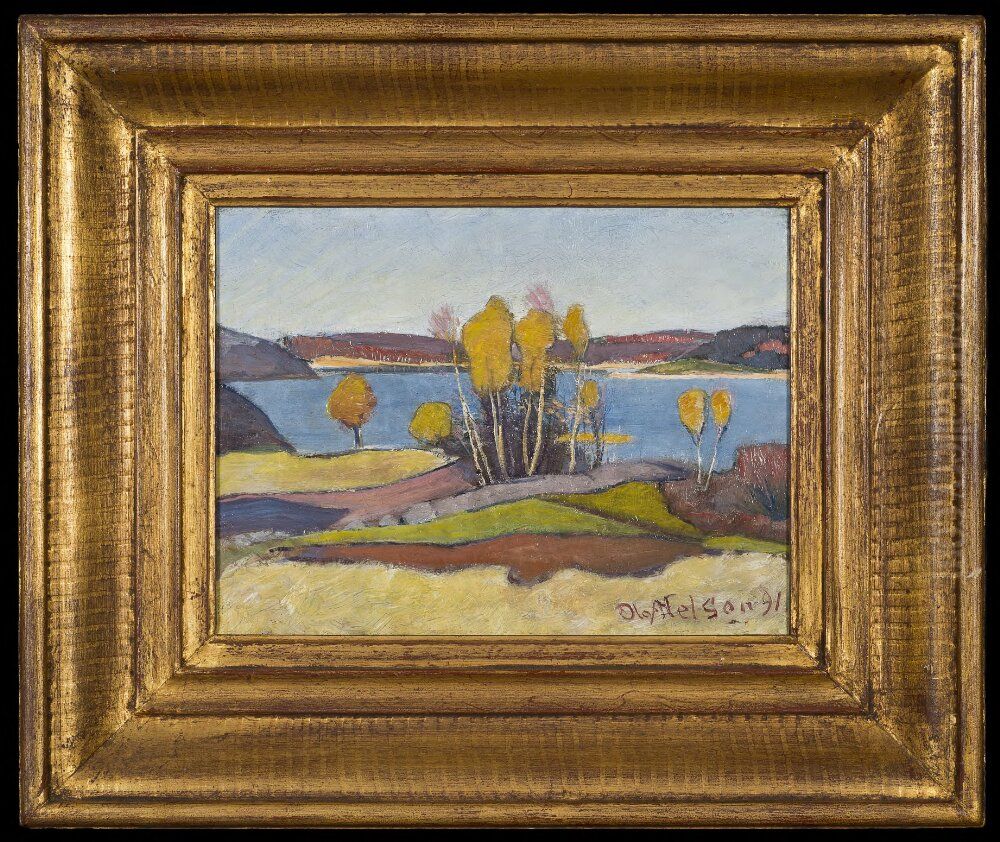 Host Vid Vanern (amal) Oil Painting by Olof Sager-Nelson