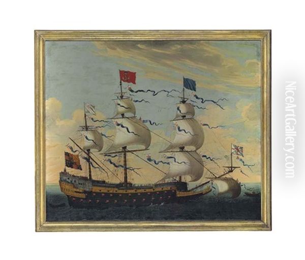 Hms Sovereign Of The Seas, In Choppy Waters Oil Painting by Isaac Sailmaker