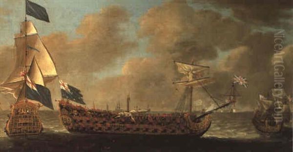 The Royal Prince And The St. Michael At The Battle Of Texel, Off Holland, 13th August 1673 Oil Painting by Isaac Sailmaker