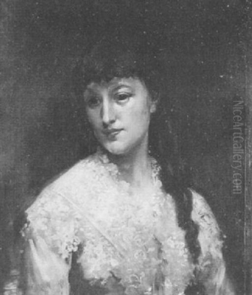 Portrait De La Comtesse De Charencais Oil Painting by Edouard Alexandre Sain