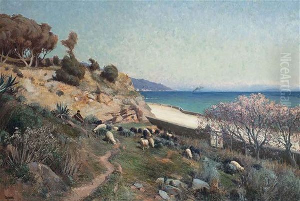 Le Berger - Route De Bastide En Corse Oil Painting by Paul Jean Marie Sain