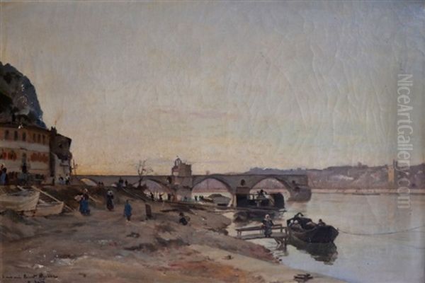 Le Pont D'avignon, Berges Animees Oil Painting by Paul Jean Marie Sain