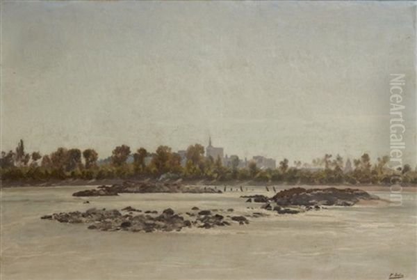 Le Rhone A Avignon Oil Painting by Paul Jean Marie Sain