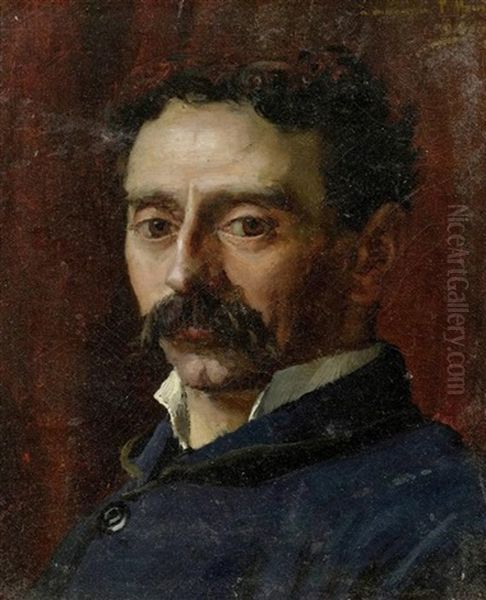 Portrait Eines Mannes, Wohl Von P. Mauran Oil Painting by Paul Jean Marie Sain