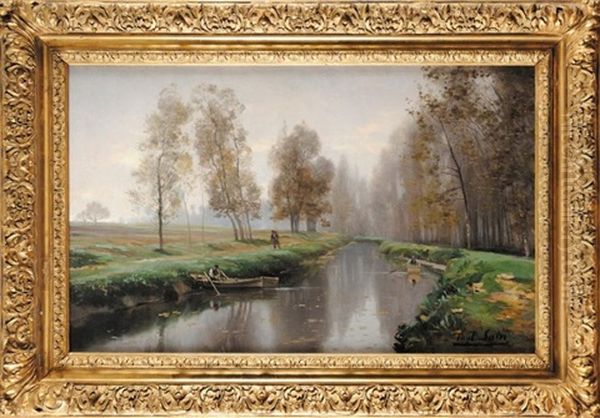 Les Bords De La Bievre A Bourg-la-reine Fin D'automne Oil Painting by Paul Jean Marie Sain