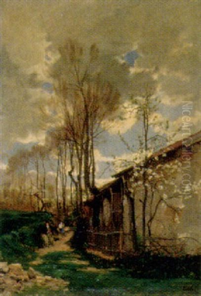 Fruhlingslandschaft Oil Painting by Paul Jean Marie Sain