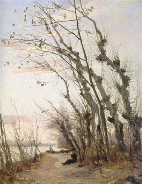 On The River Bank Oil Painting by Paul Jean Marie Sain