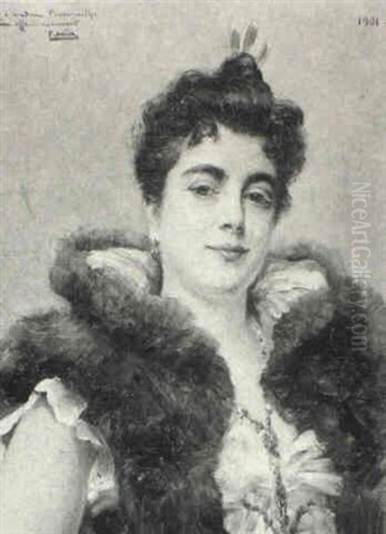 Portrait Of A Lady Oil Painting by Paul Jean Marie Sain