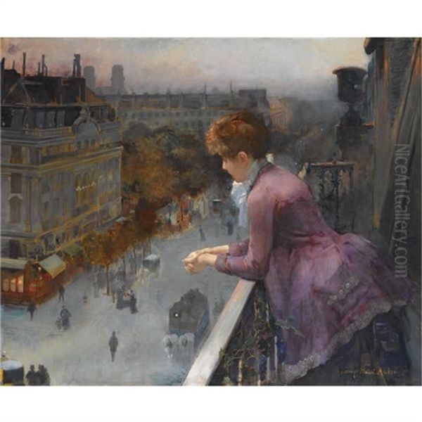 Au Dessus Du Boulevard De Sebastopol, Paris Oil Painting by Charles Leroy Saint-Aubert