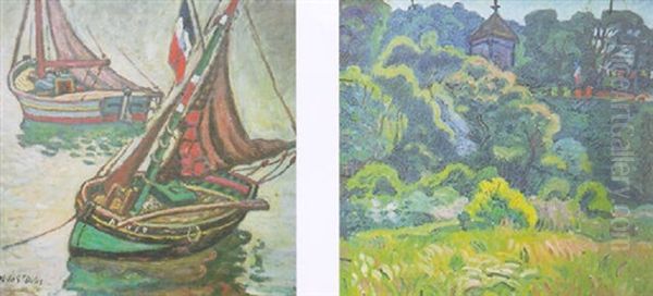 Bateaux Oil Painting by Henri Lienard De Saint-Delis