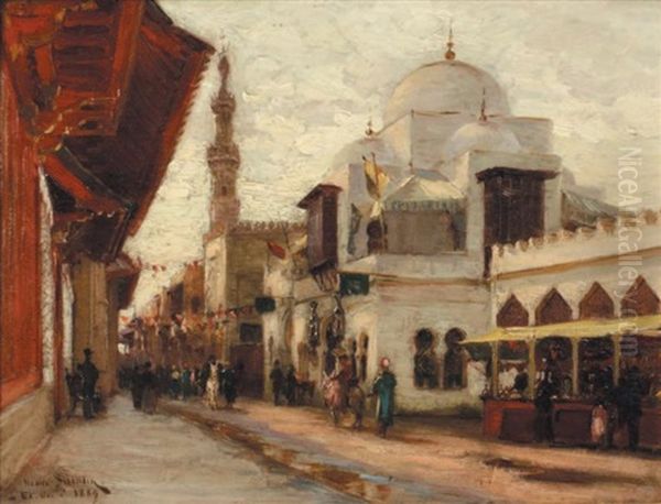 Rue Animee En Turquie Oil Painting by Henri Saintin