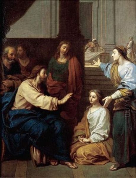 Le Christ Chez Marthe Et Marie Oil Painting by Claude II Saint-Paul