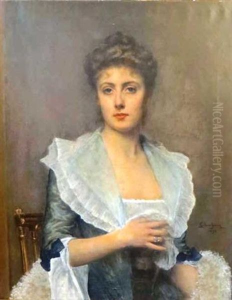 Portrait De Madame Raynouard Mere De Germaine Oil Painting by Gaston Casimir Saint-Pierre