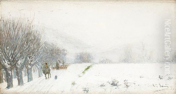 Paisaje Nevado Oil Painting by Casimiro Sainz Y Sainz