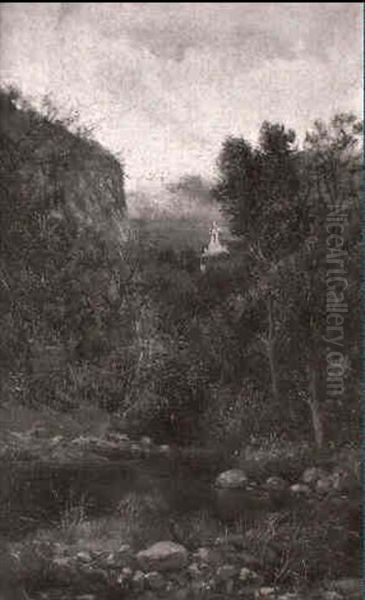 Nacimiento Del Ebro En Reinosa Oil Painting by Casimiro Sainz Y Sainz