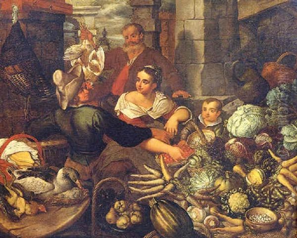 Fruttivendola Oil Painting by Jean-Baptist de Saive