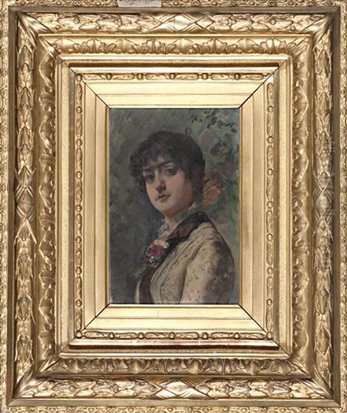 Una Joven Oil Painting by Emilio Sala y Frances