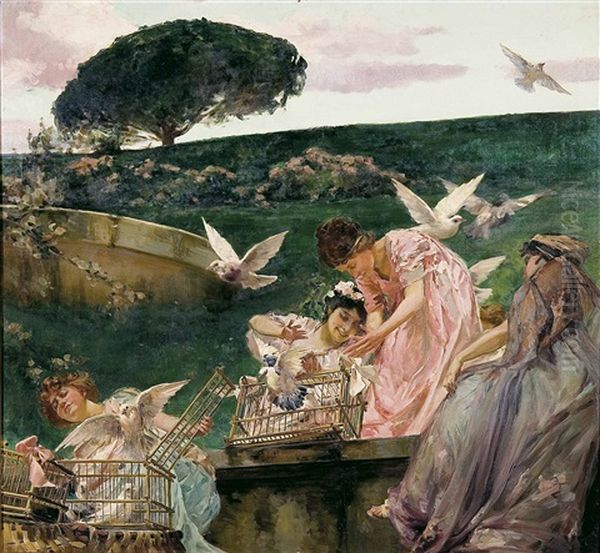 Falegoria De La Libertad Oil Painting by Emilio Sala y Frances