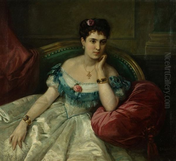 Dama Recostada En Un Sillon Oil Painting by Emilio Sala y Frances