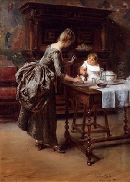 La Comida Del Bebe Oil Painting by Emilio Sala y Frances